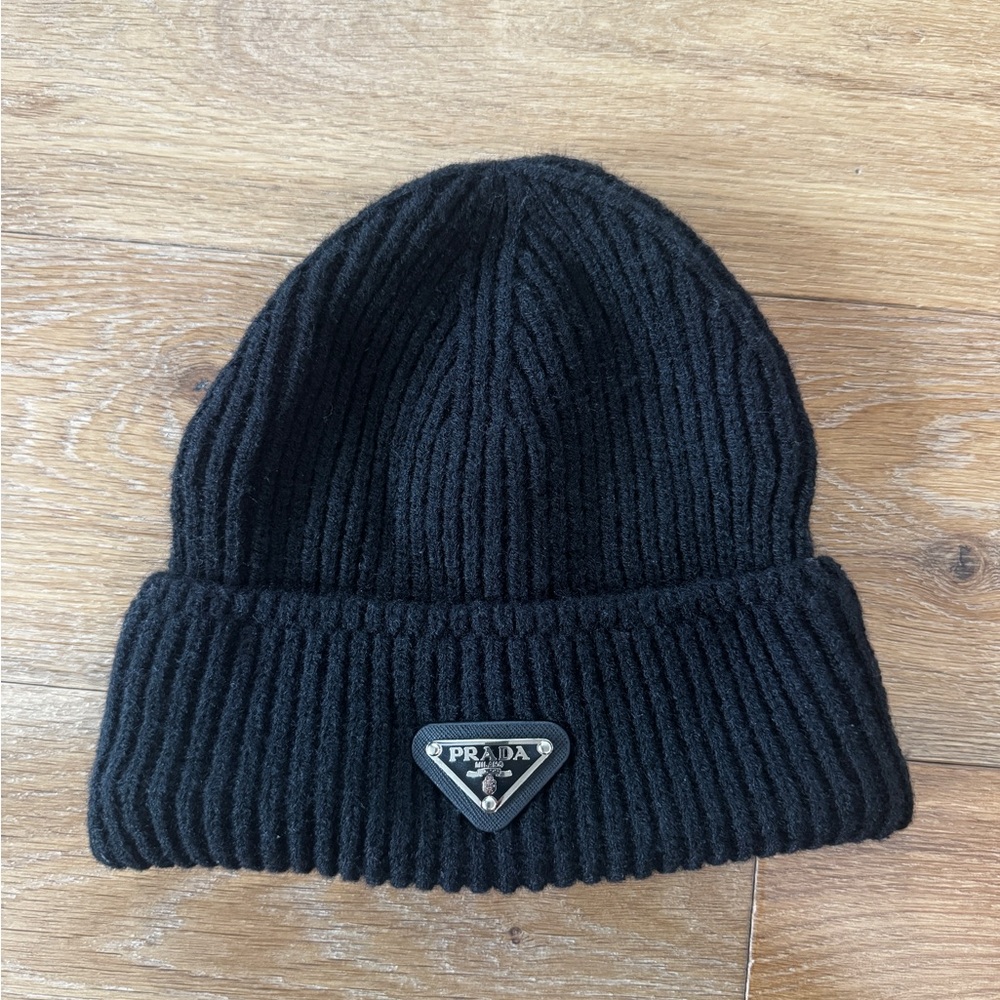 Prada Black Knit Beanie